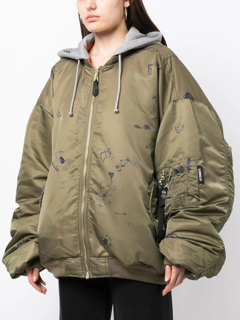 Scribbled Bomber Jacket