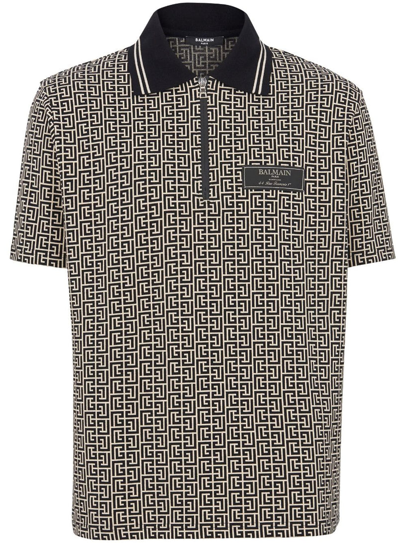 BALMAIN Polo shirt with pb labyrinth monogram