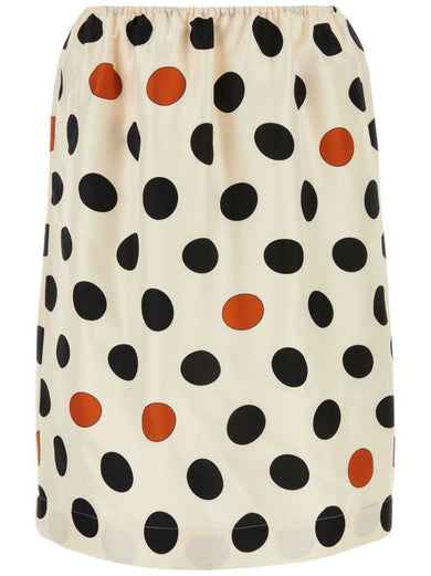 Polka dot printed silk skirt