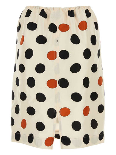 Polka dot printed silk skirt