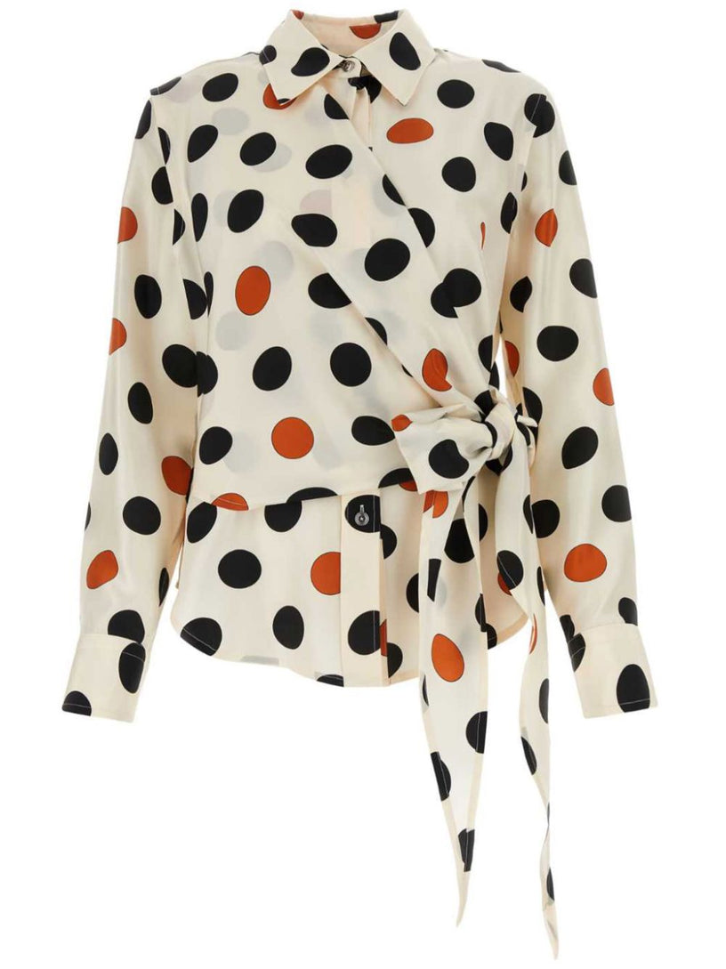 Polka dot printed silk shirt