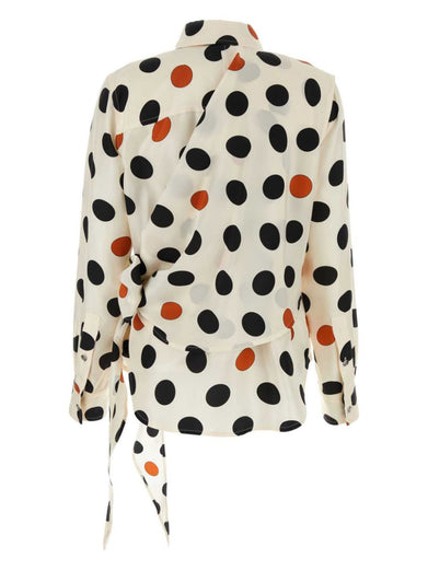 Polka dot printed silk shirt