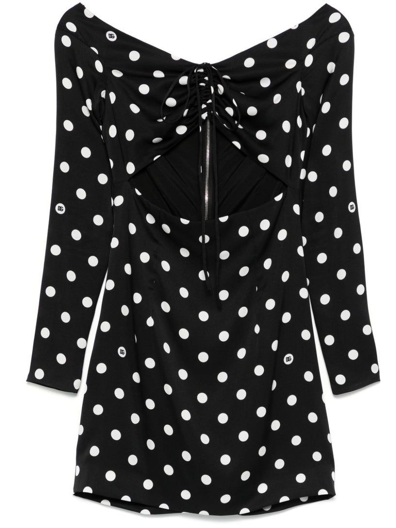 Short dress with polka-dot print