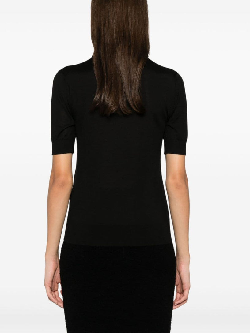 Cropped polo shirt in cotton and silk