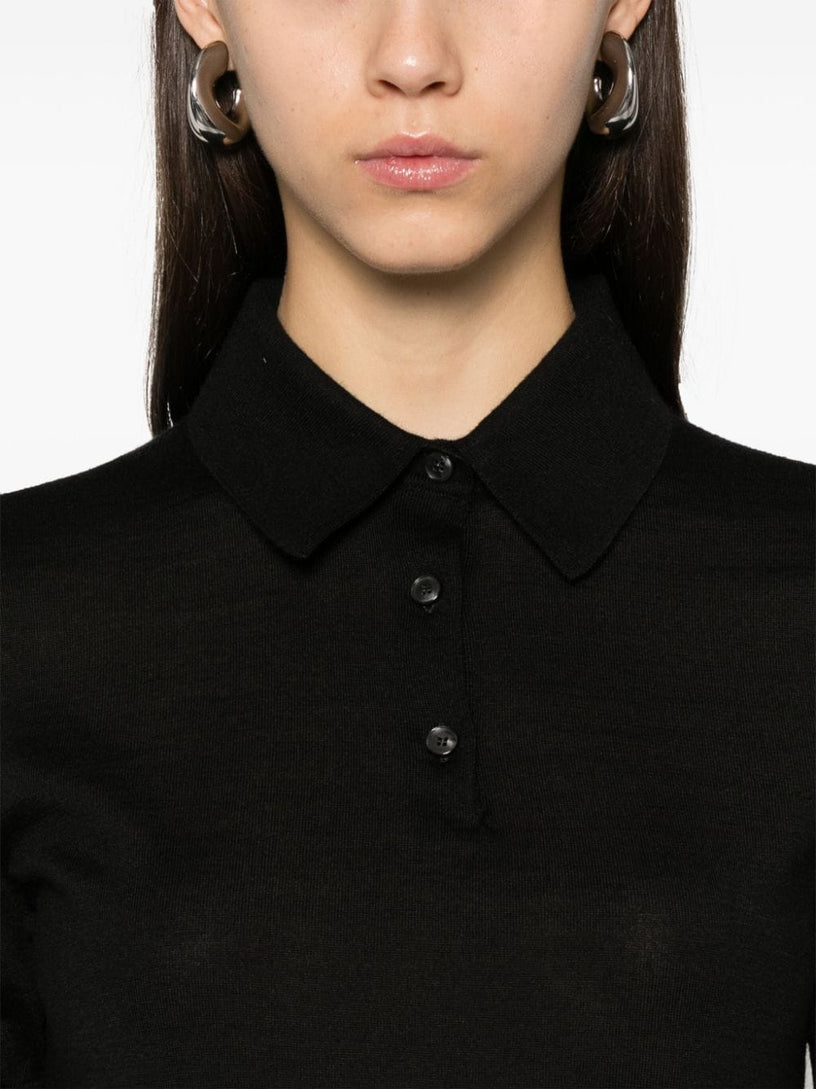 Cropped polo shirt in cotton and silk