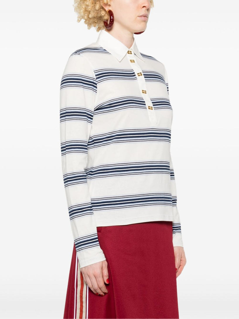 Striped Long Sleeve Polo Shirt