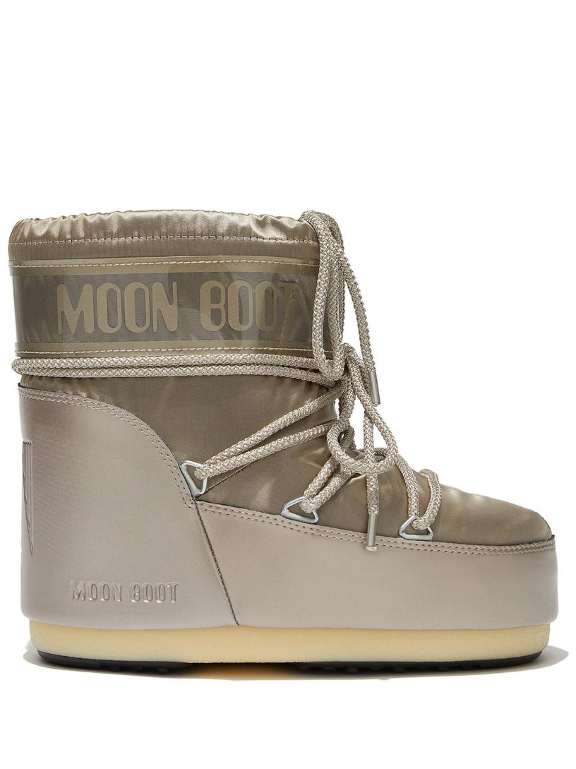 MOON BOOT Icon low glance platinum in satin