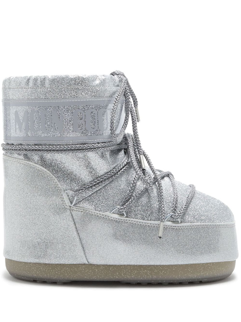 MOON BOOT Silver low glitter icon