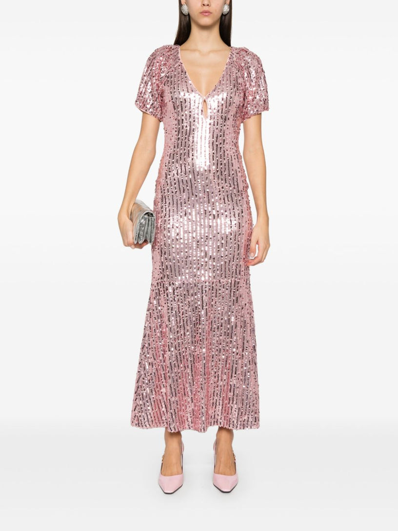 Sequins midi v-neck dress