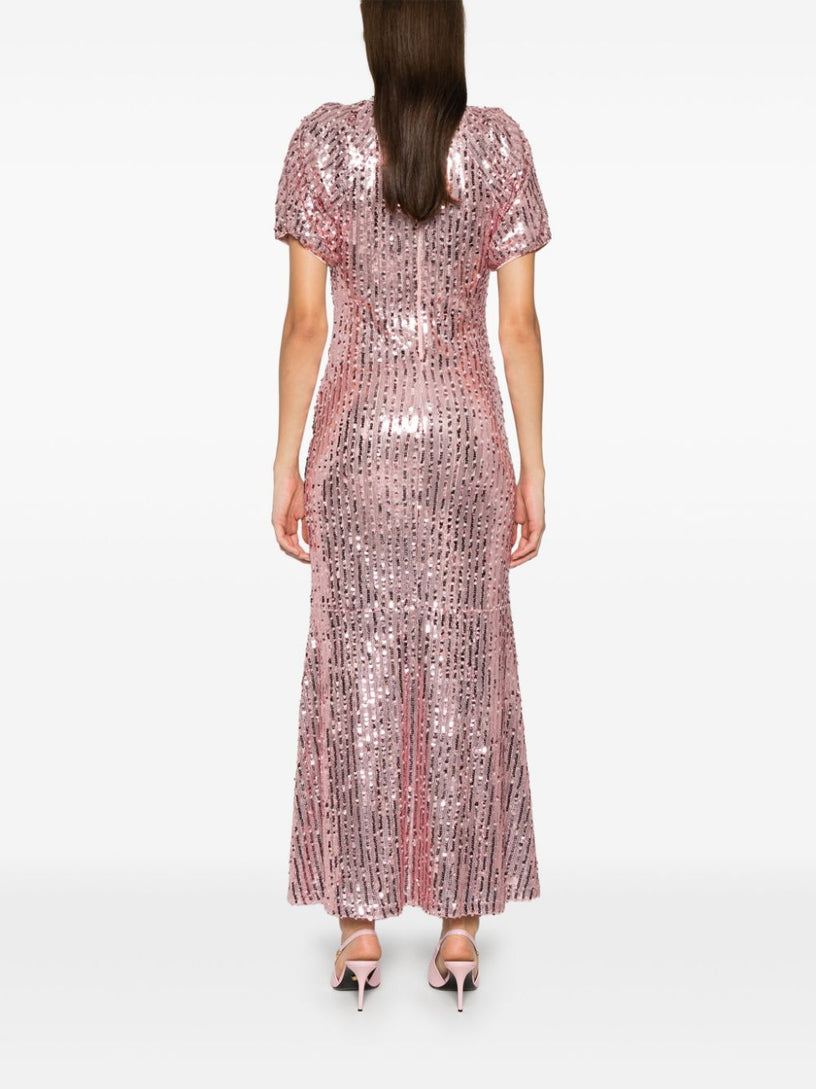 Sequins midi v-neck dress