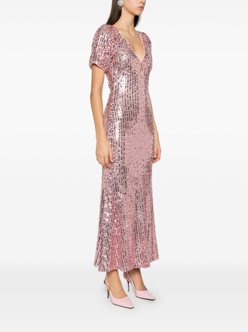 Sequins midi v-neck dress