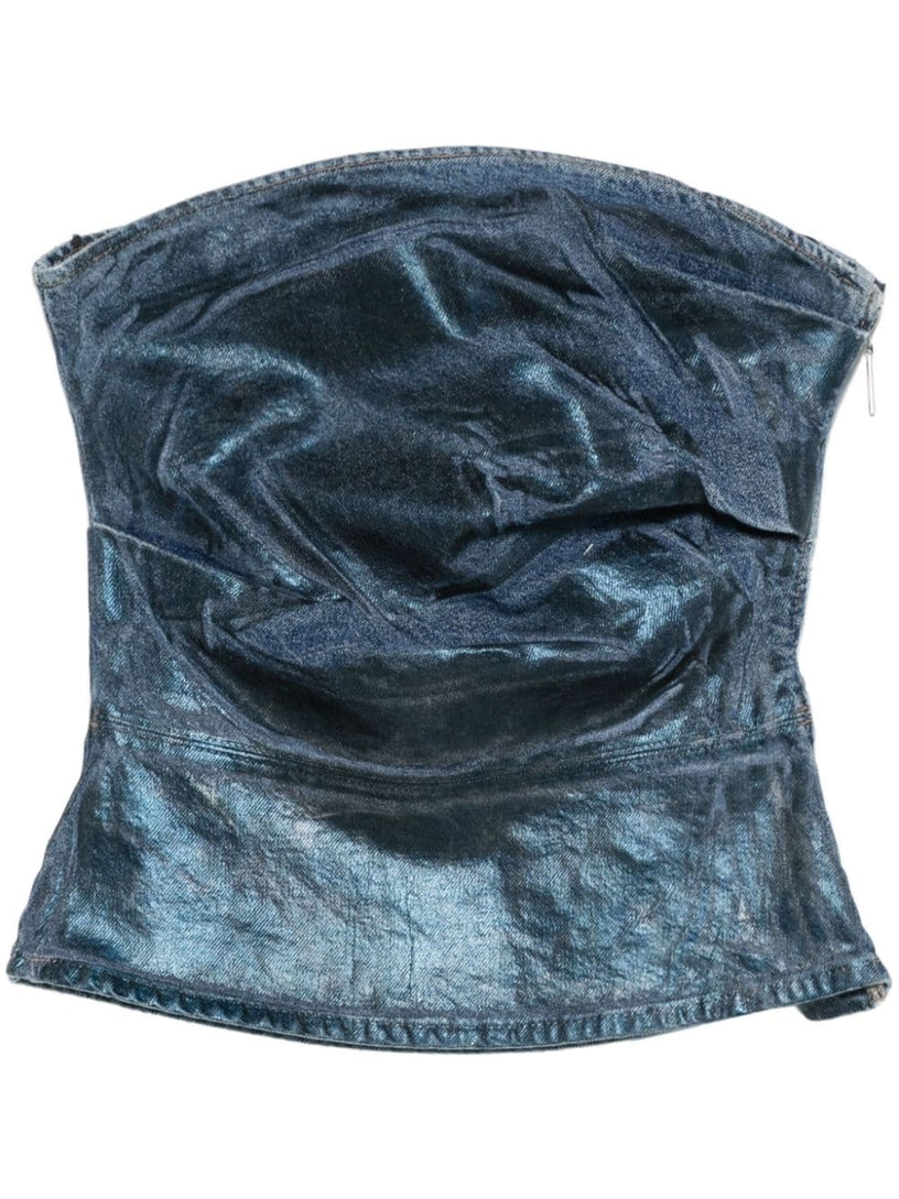 Coated denim top