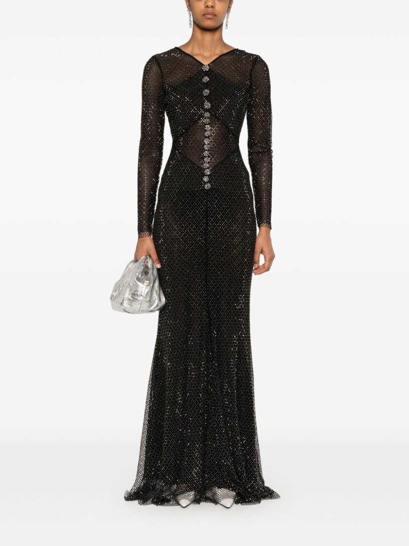 Rhinestone fishnet maxi dress