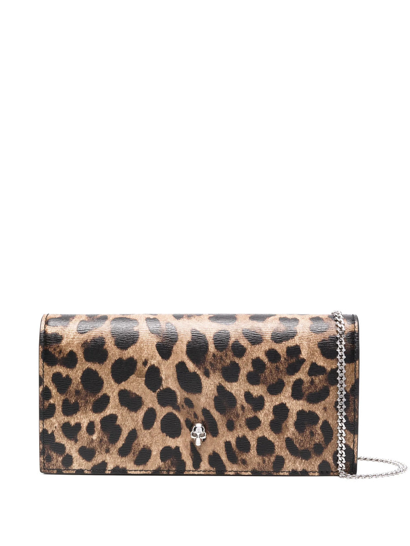 Alexander McQueen Leopard wallet on chain