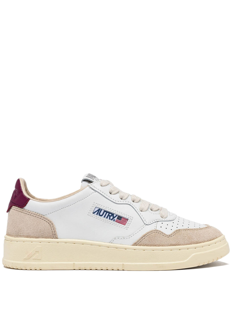 Medalist low sneakers in white and fuchsia leather and suede