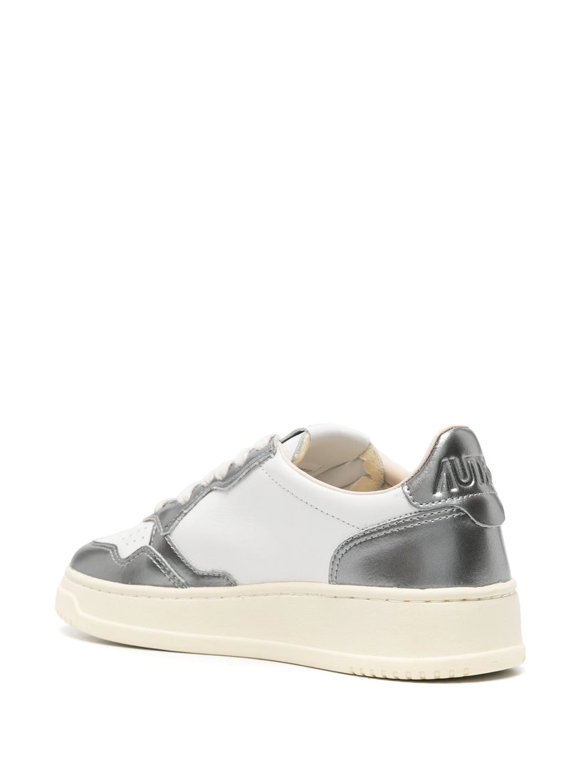 Medalist low sneakers in white and metallic leather