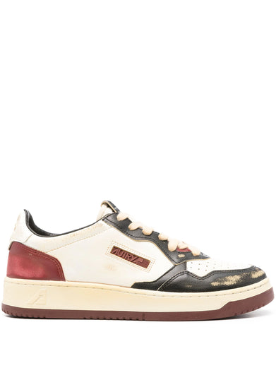 Super vintage low sneakers in leather and nylon