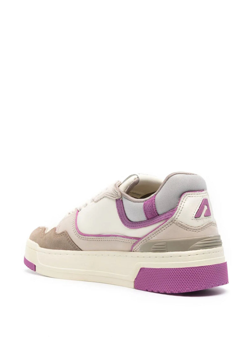 Clc low sneakers in fuchsia and tobacco suede and nubuck