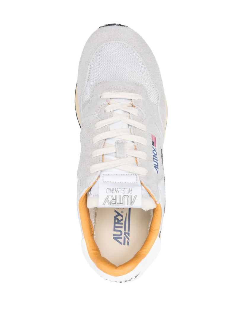 Reelwind low sneakers in cracked leather and reflective nylon