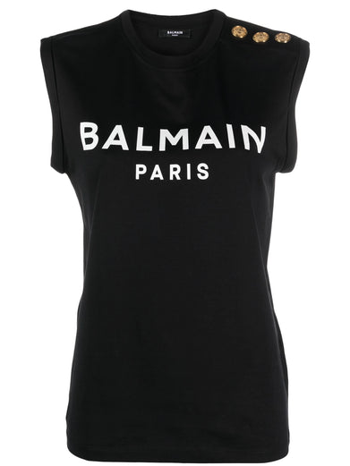 Balmain Paris print tank top