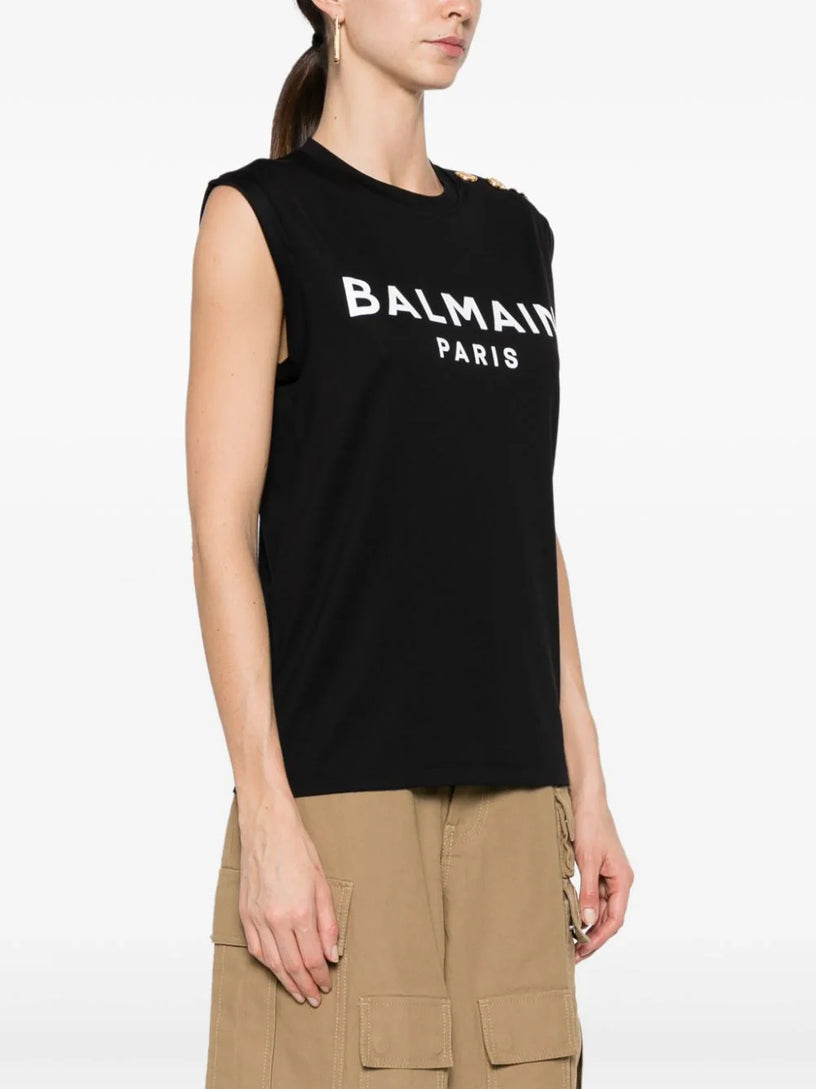 Balmain Paris print tank top