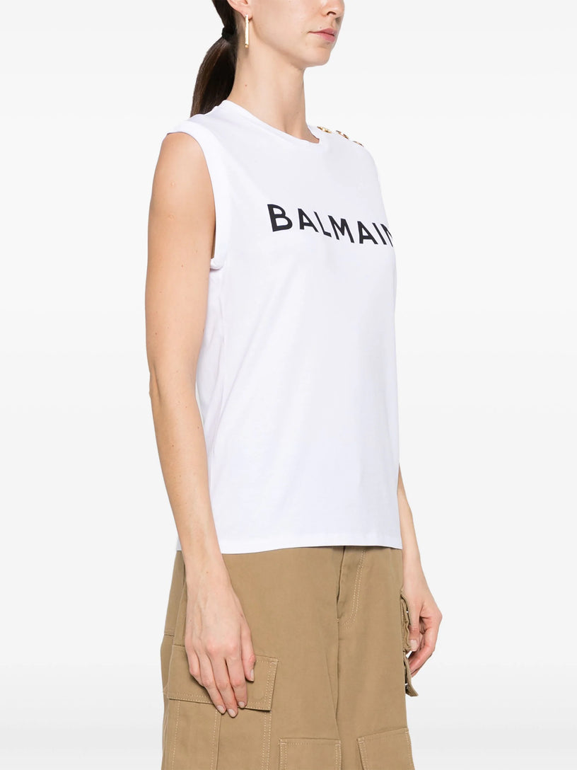 Balmain Paris print tank top