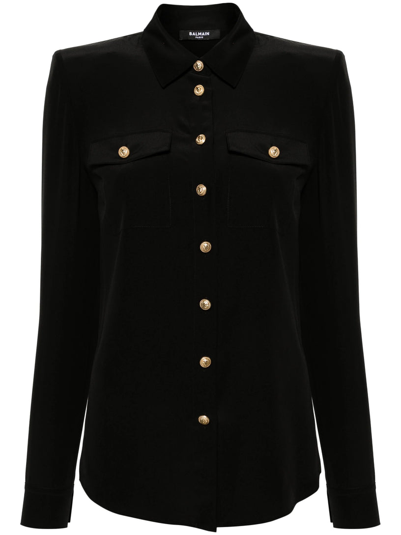 BALMAIN Crepe shirt with golden buttons