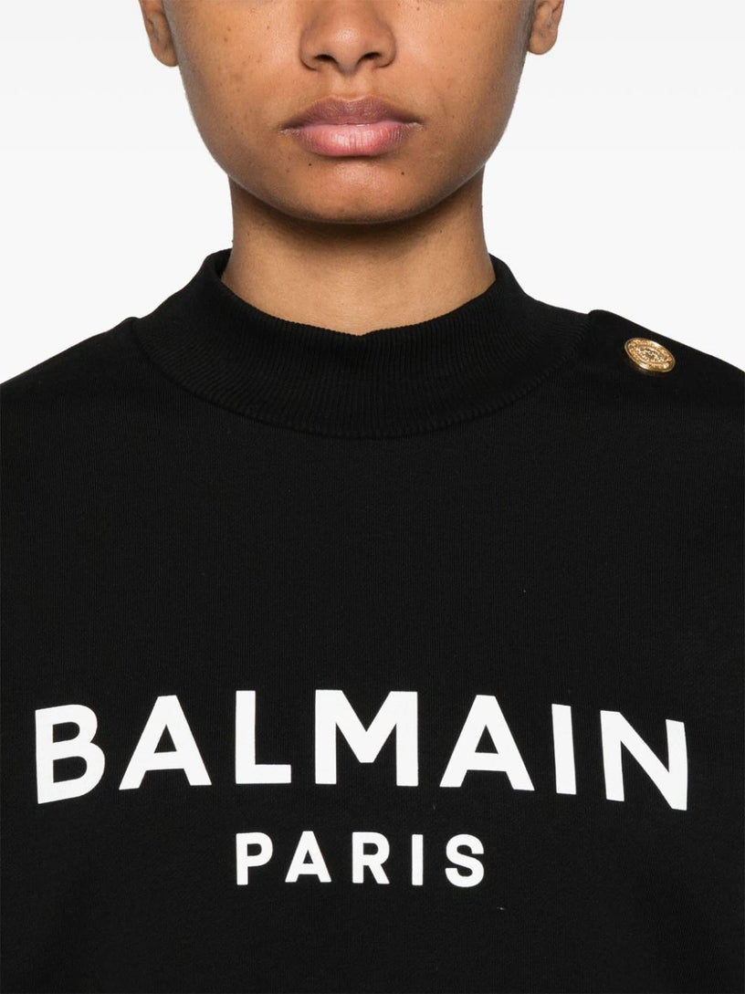 Cropped sweatshirt with Balmain Paris print