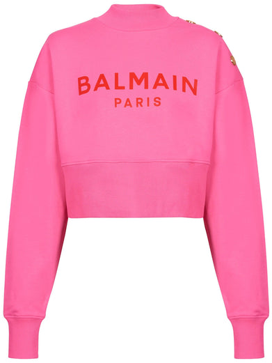 Cropped sweatshirt with Balmain Paris print