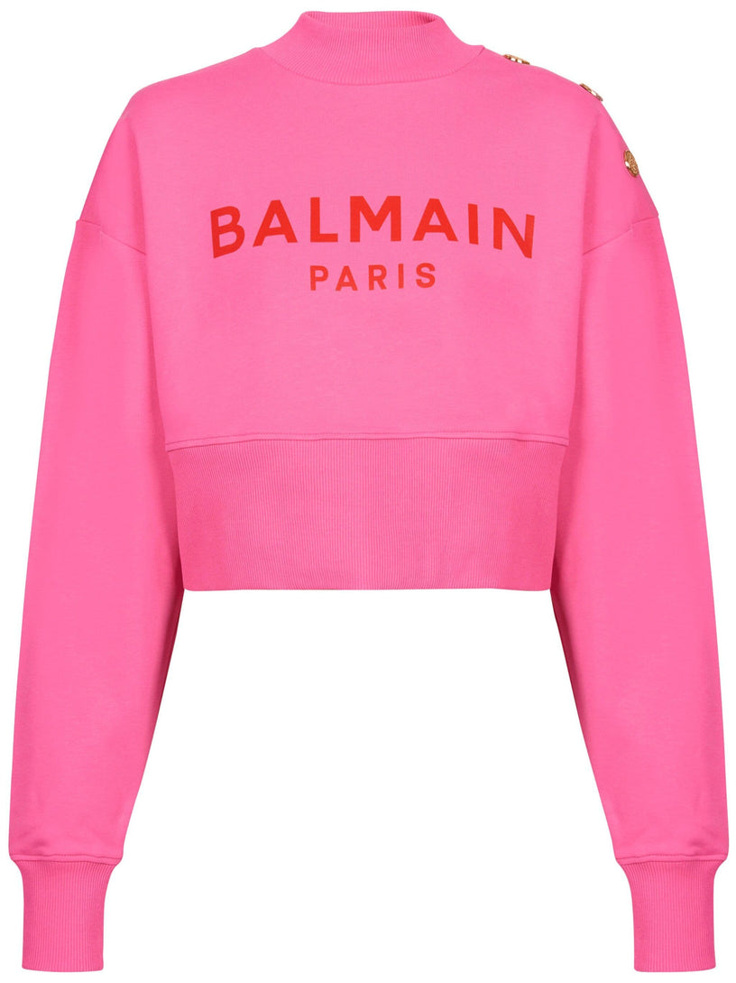 Cropped sweatshirt with Balmain Paris print