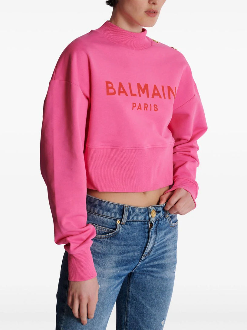 Cropped sweatshirt with Balmain Paris print