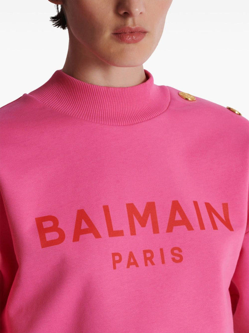 Cropped sweatshirt with Balmain Paris print