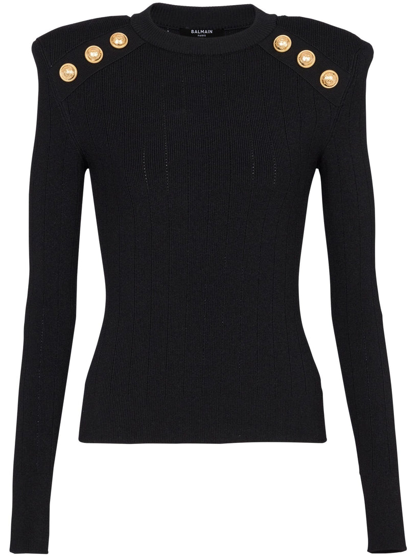 BALMAIN Top with 6 buttons in fine knit