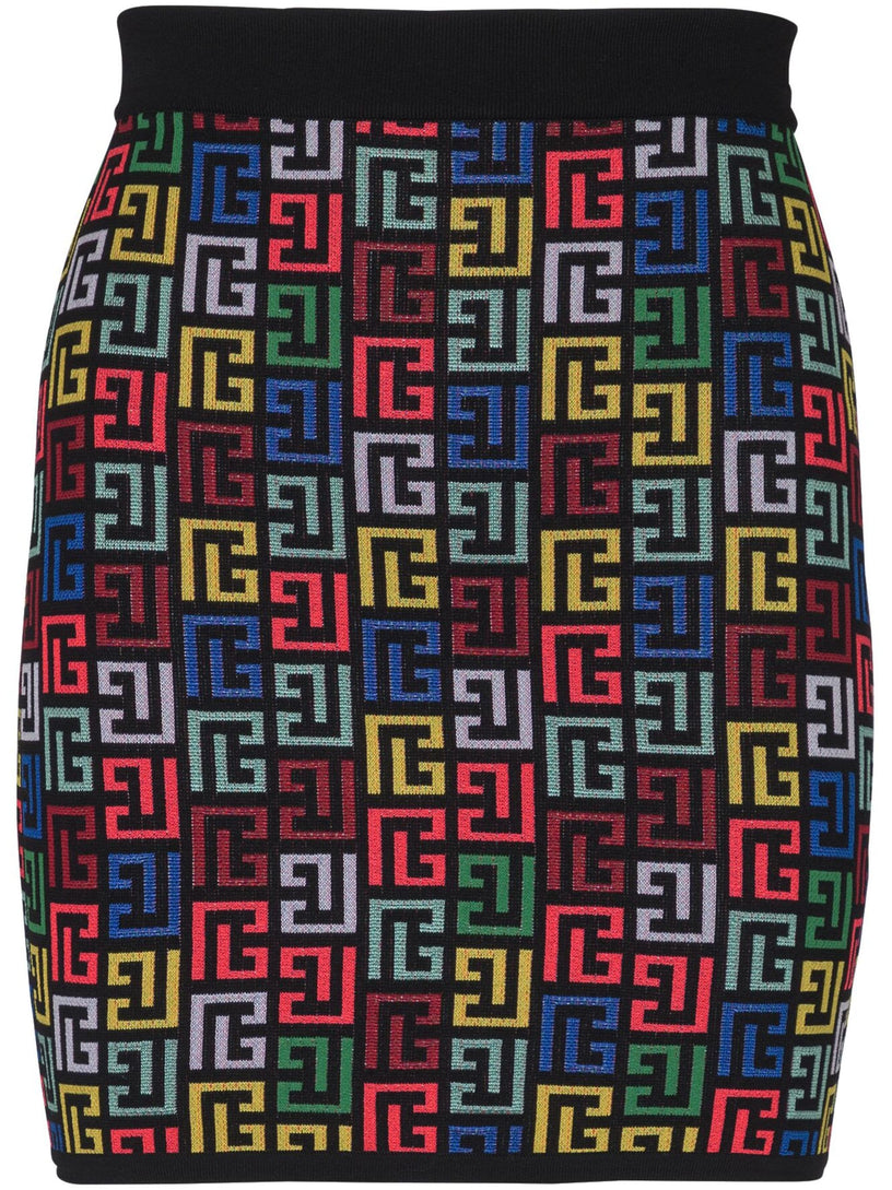 BALMAIN Skirt in multicoloured pop monogram knit