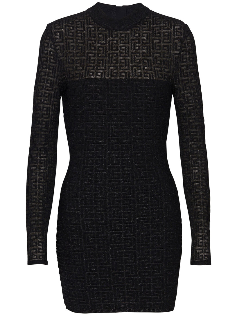 BALMAIN Pb labyrinth monogram cone knit dress