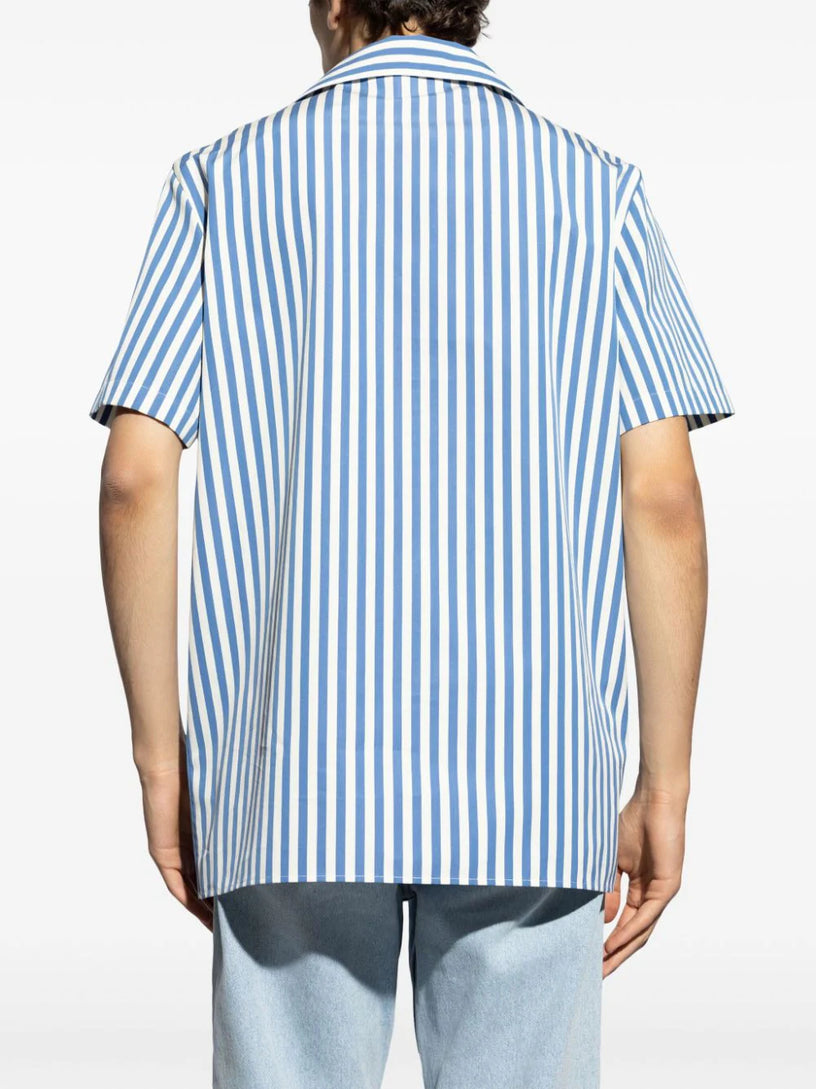 Striped cotton short-sleeved pajama shirt