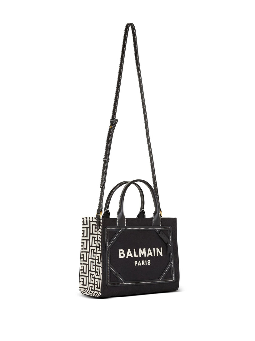 B-army shopper bag in canvas with monogram and smooth leather