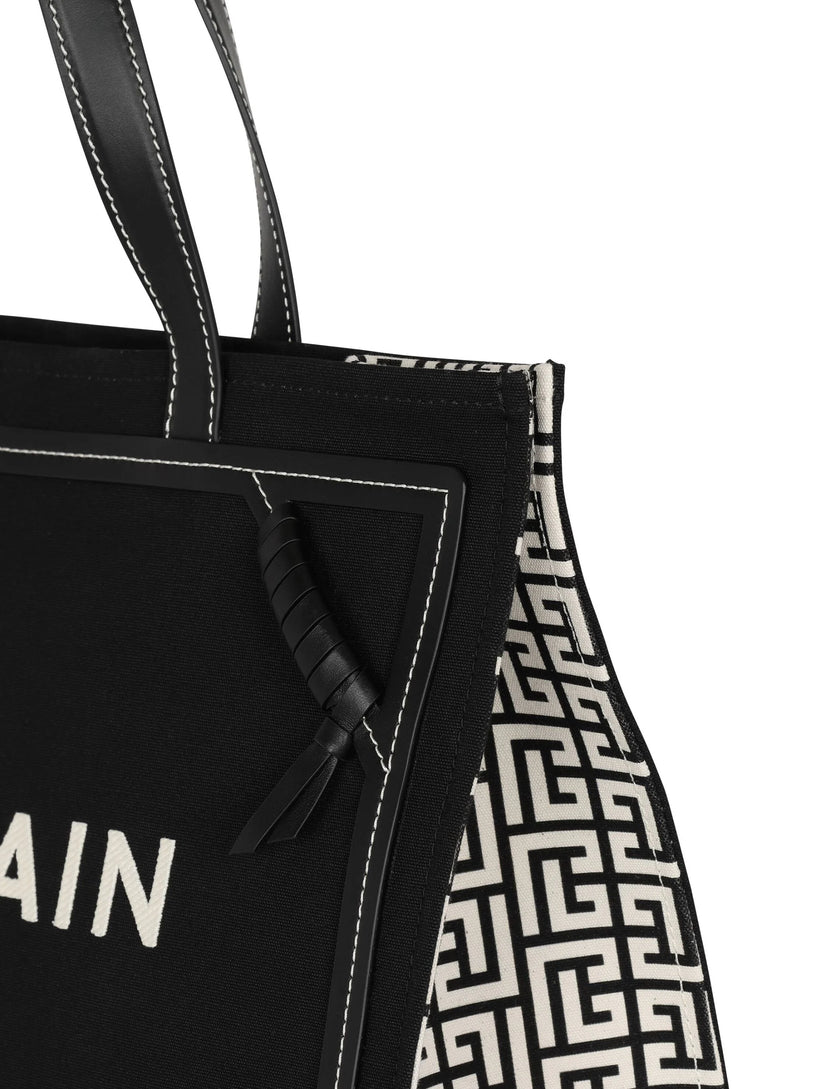 B-Army 42 shopper bag in canvas with monogram and smooth leather