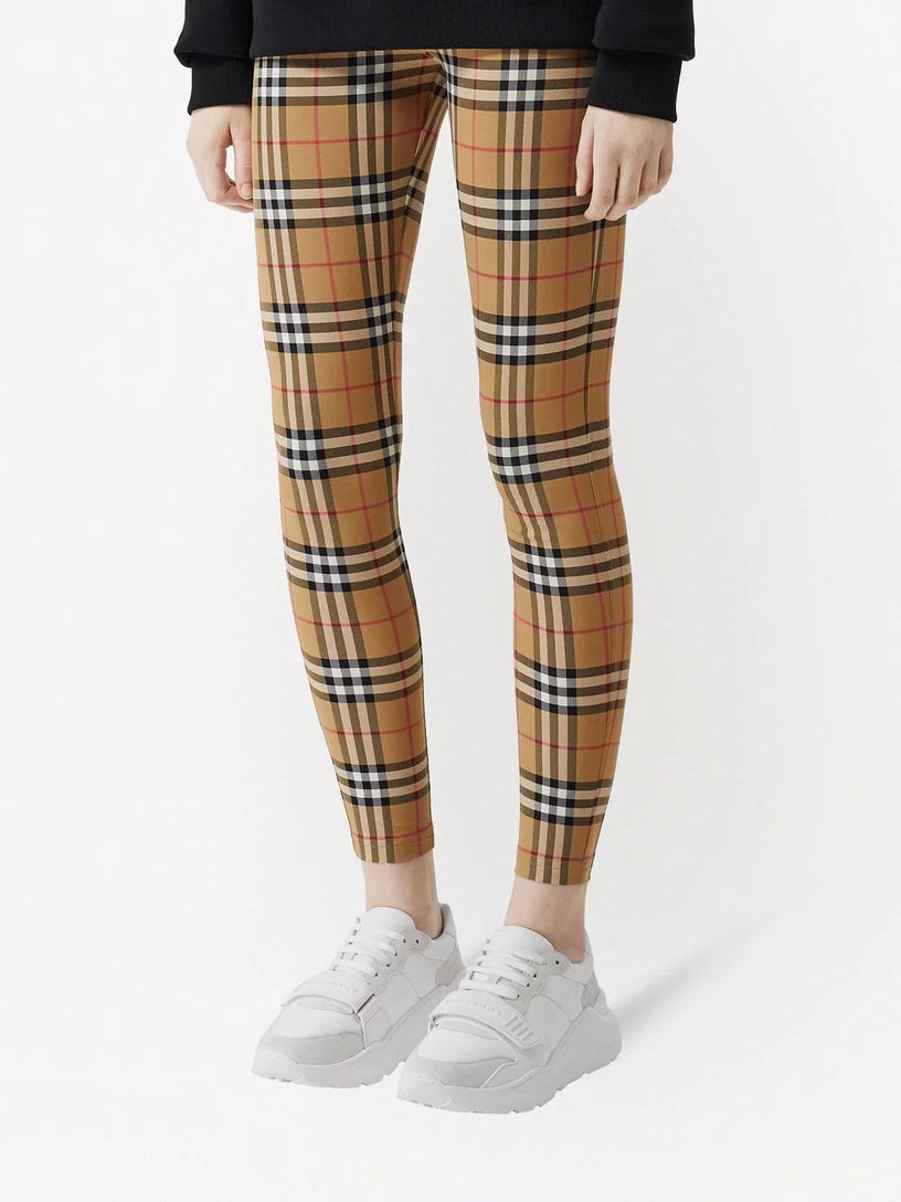 Check leggings in stretch jersey