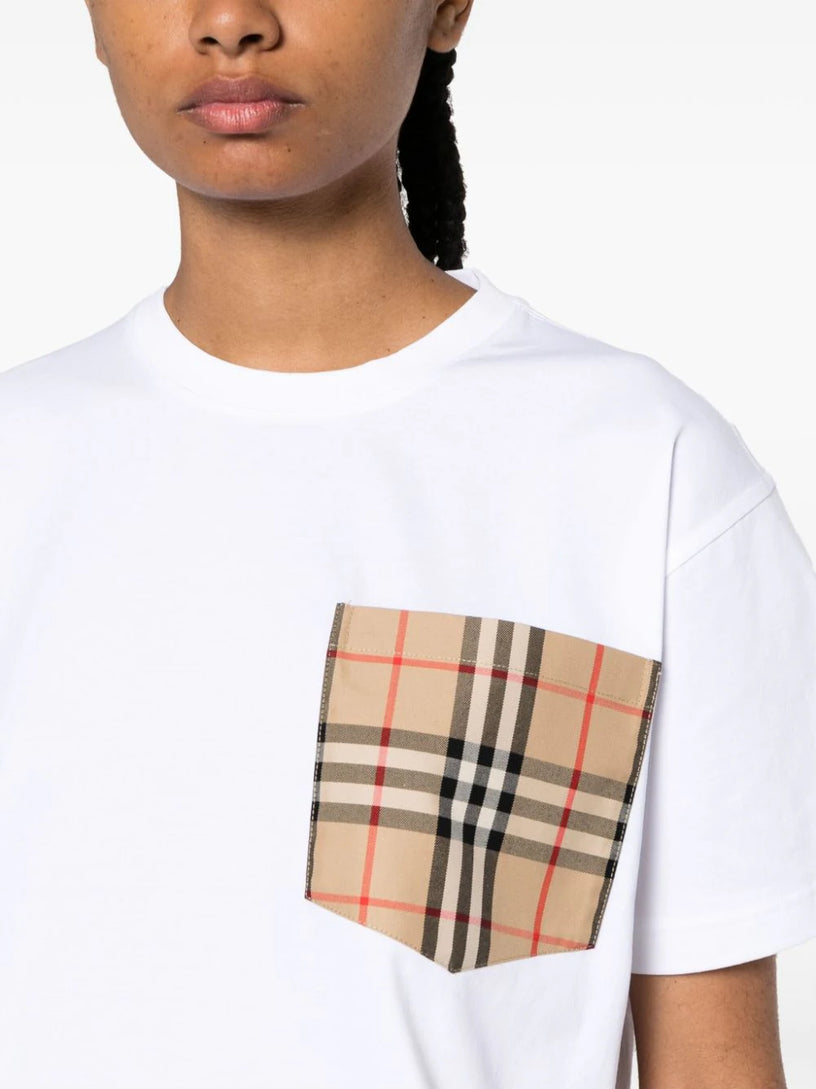 Cotton T-shirt with Check pocket