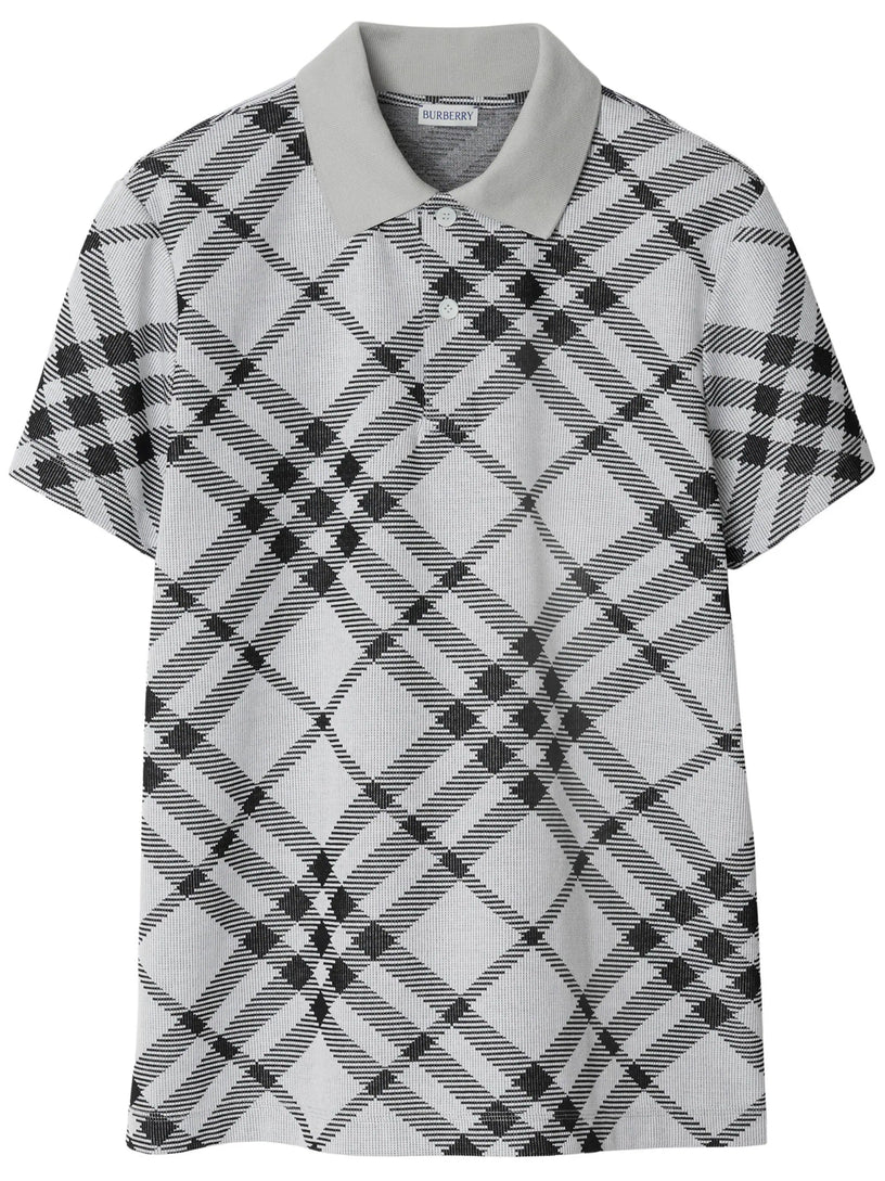 Burberry Check cotton blend polo shirt