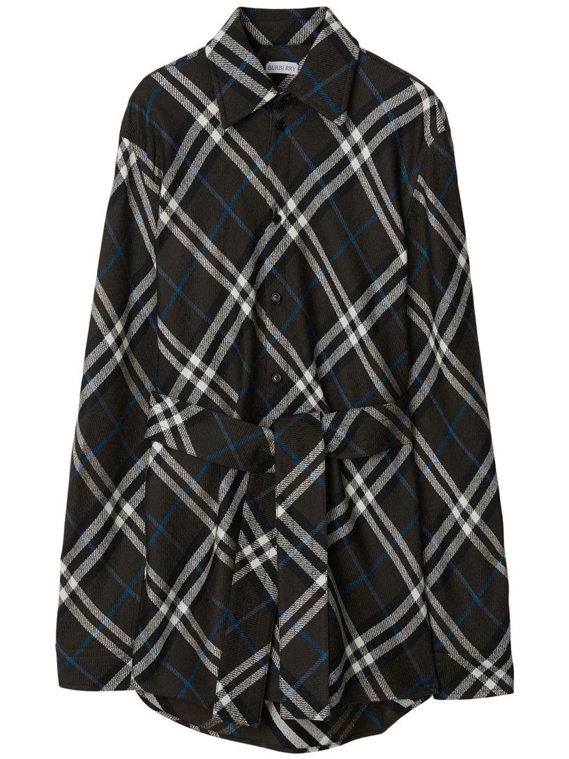 Burberry Check-pattern belted shirt