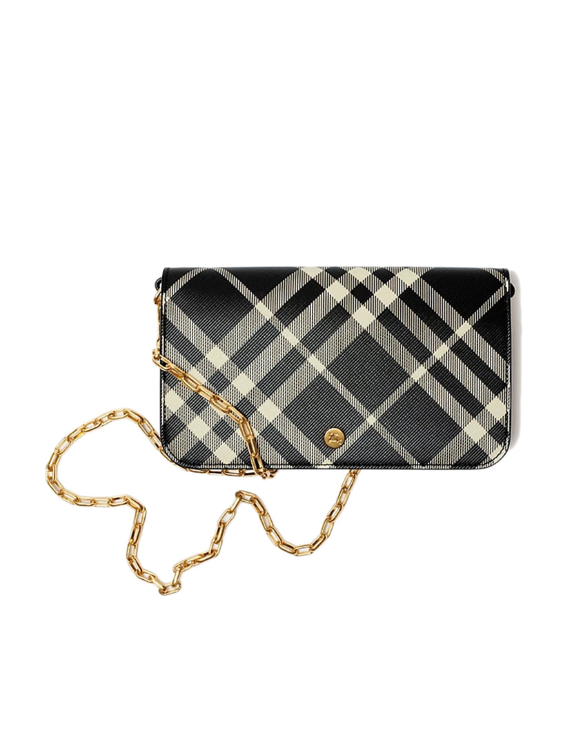 Burberry Check wallet with chain shoulder strap