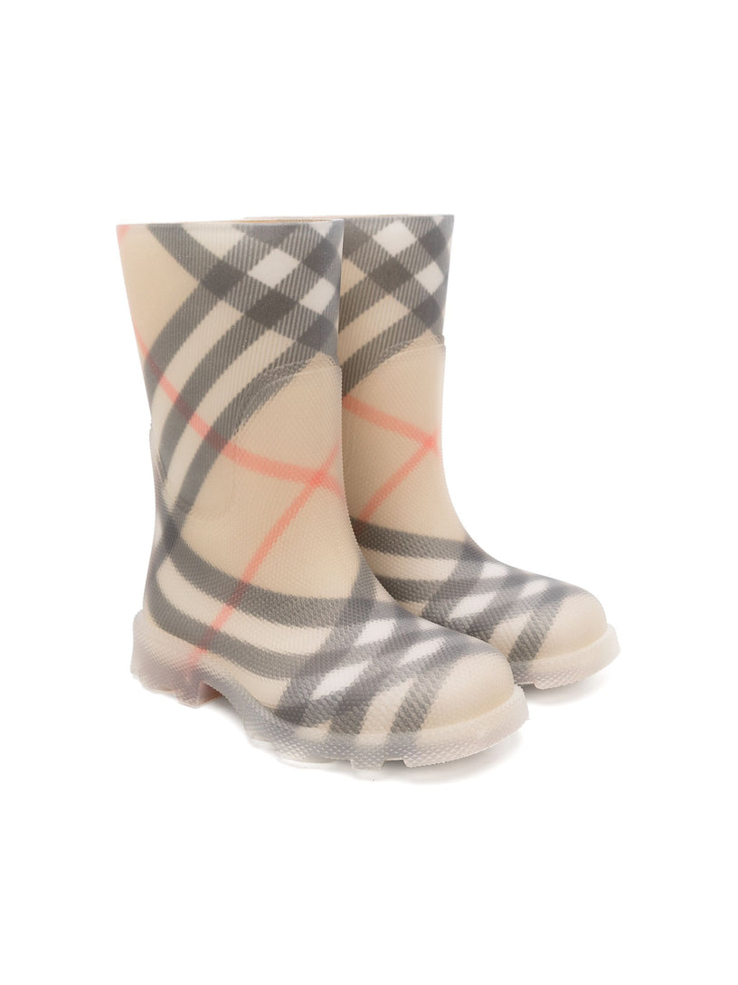 Burberry Kids Check rubber marsh high boots