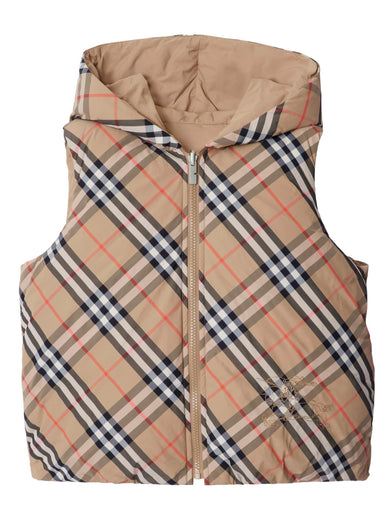 Reversible Check Padded Nylon Gilet