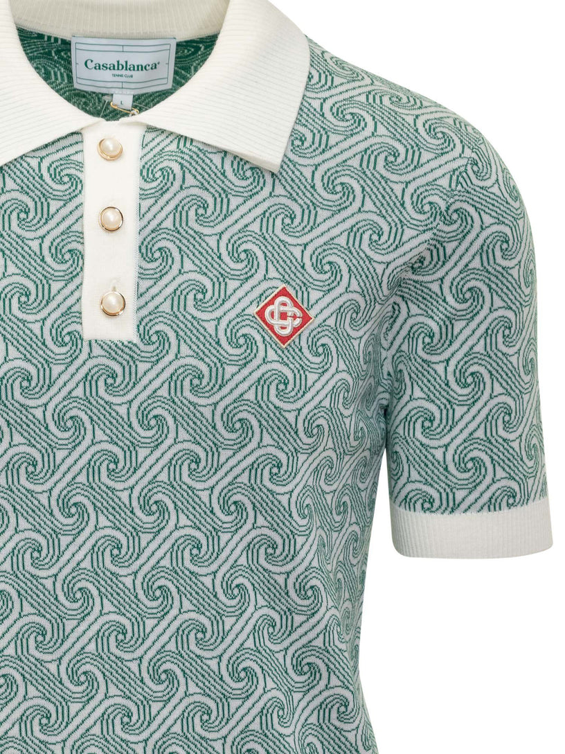 Column Jacquard Monogram Polo Shirt