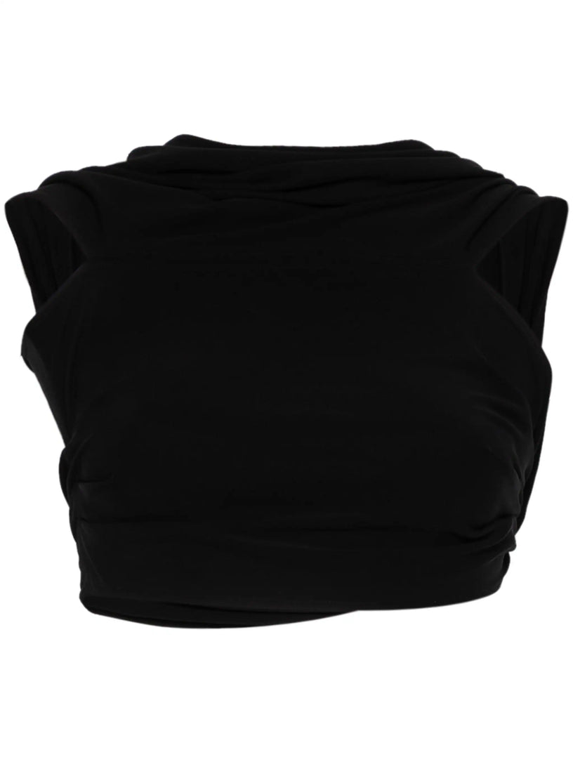 CASABLANCA Crepe draped crop top