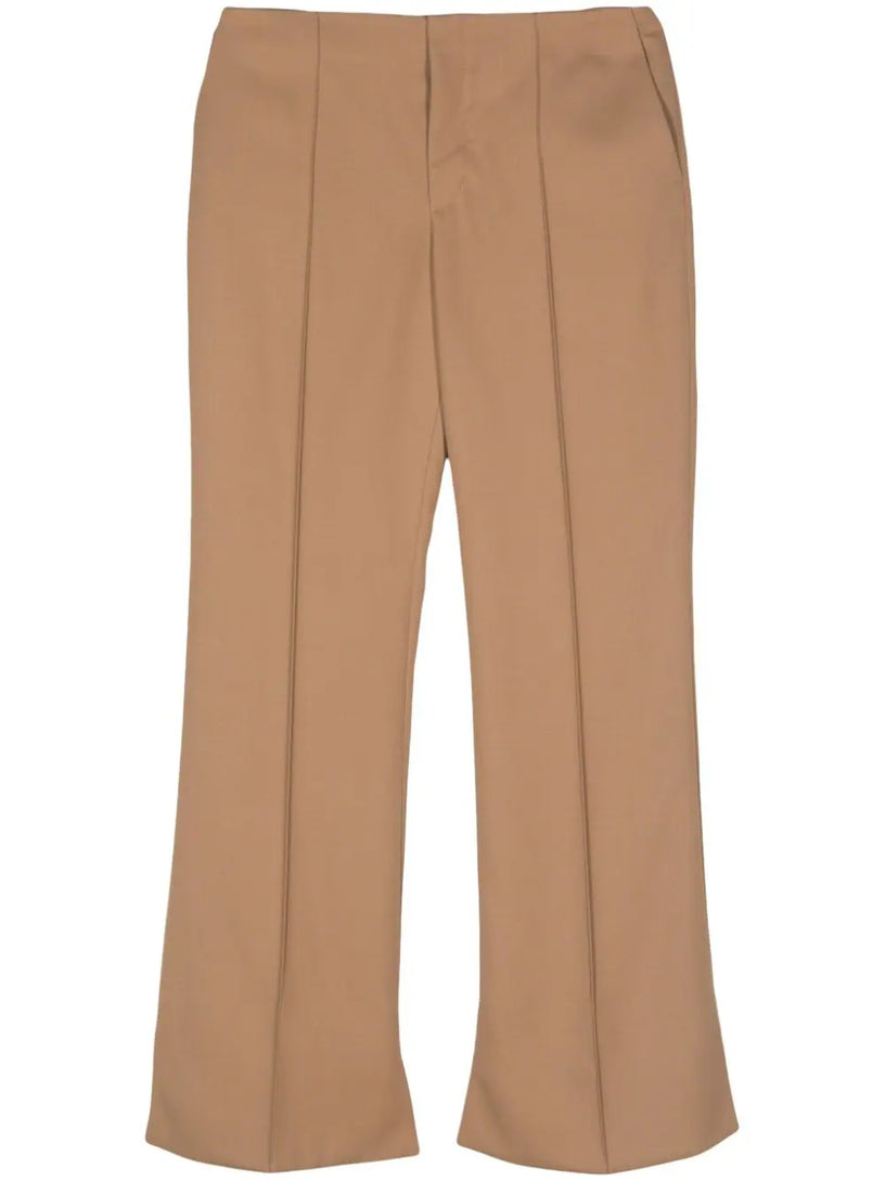 Trousers with asymmetric hem in grain de poudre wool