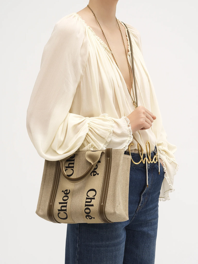 Woody small linen tote bag