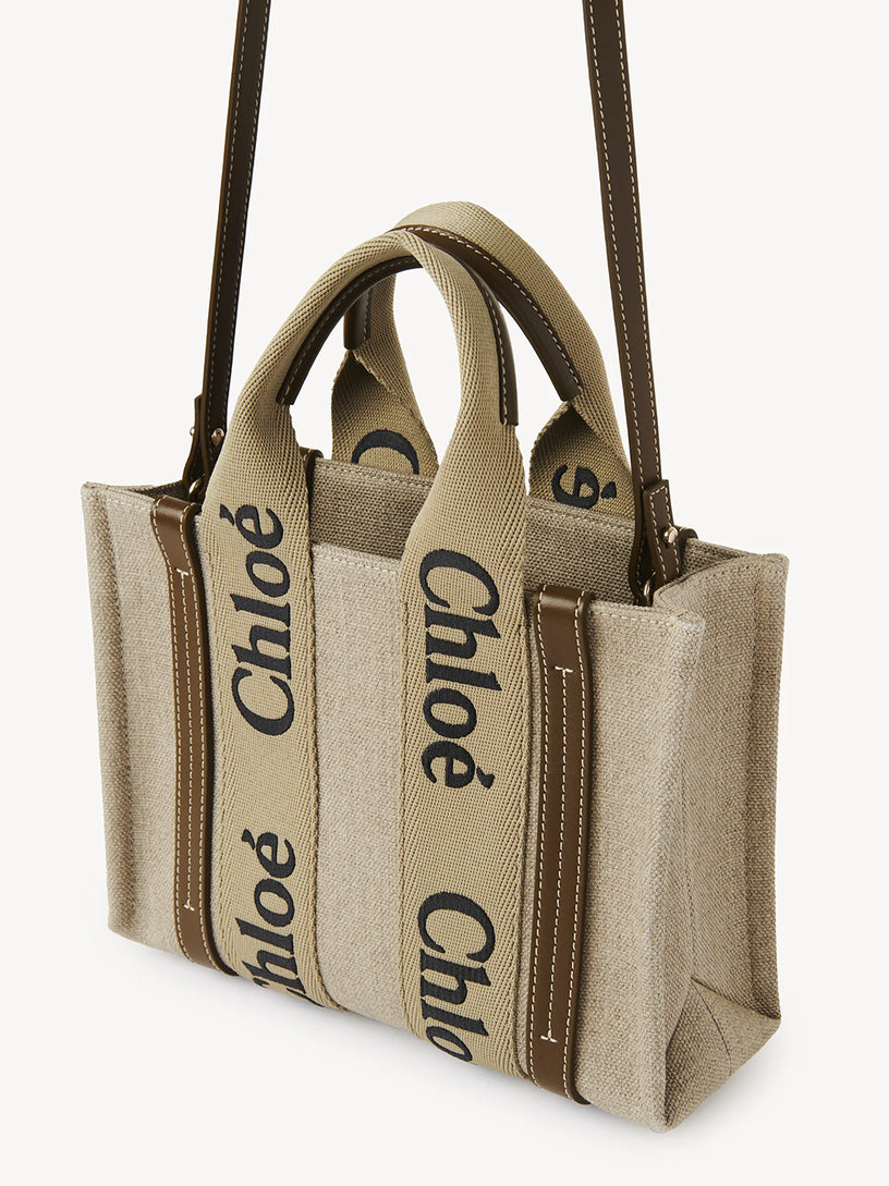 Woody small linen tote bag